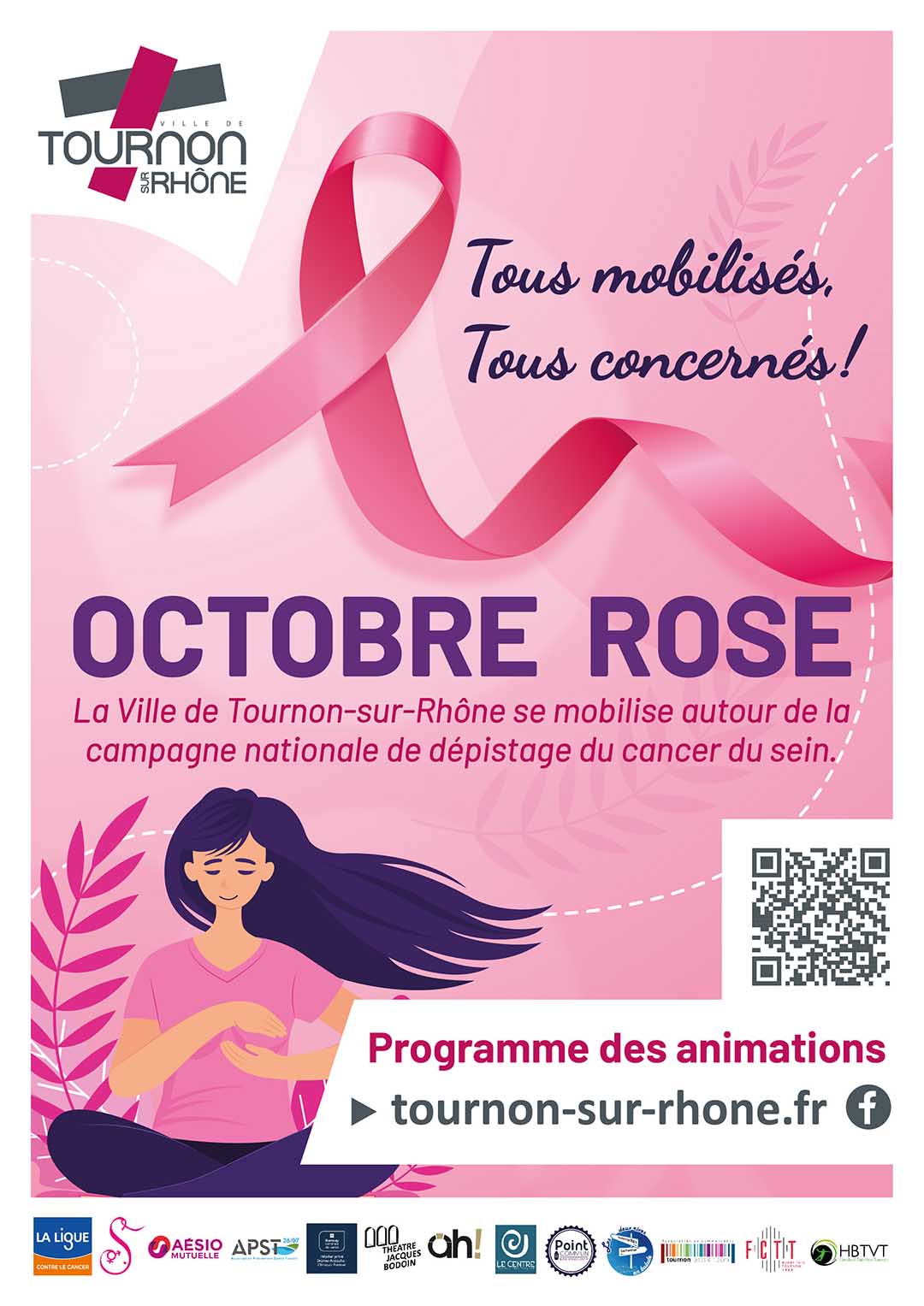 La Ville de Tournon-sur-Rhône se mobilise autour de la campagne nationale d’Octobre rose, mois de sensibilisation au dépistage du cancer du sein.