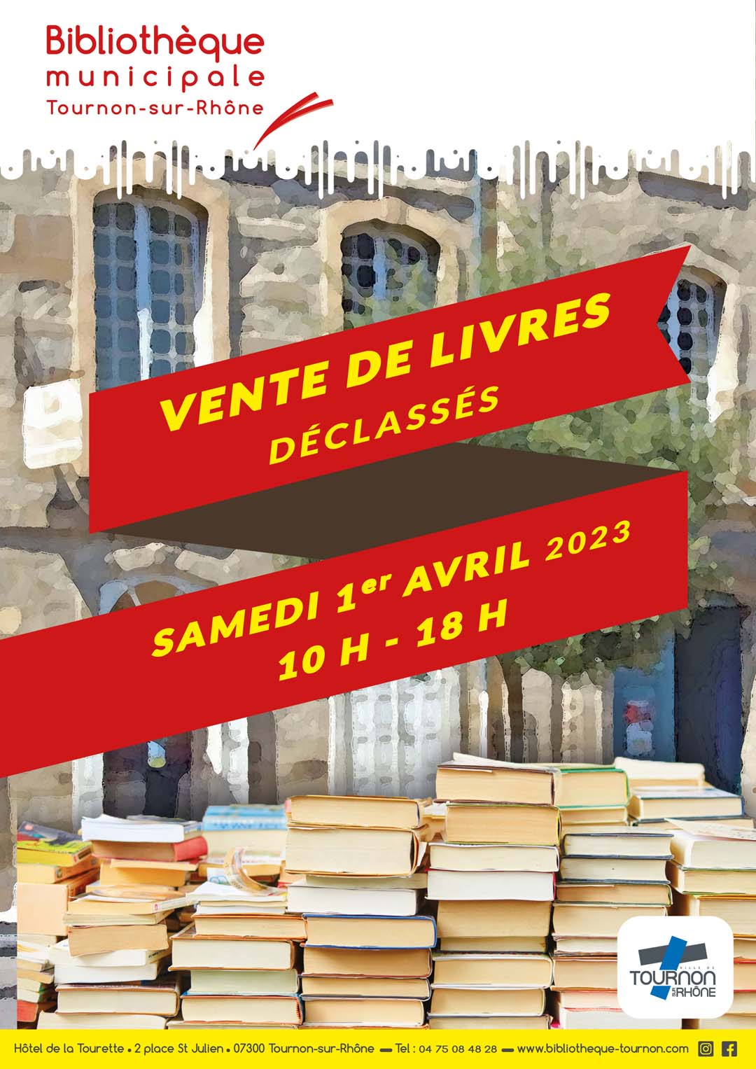 VENTE DE LIVRES DÉCLASSÉS. Samedi 1er avril 2023 -Bibliothèque municipale.