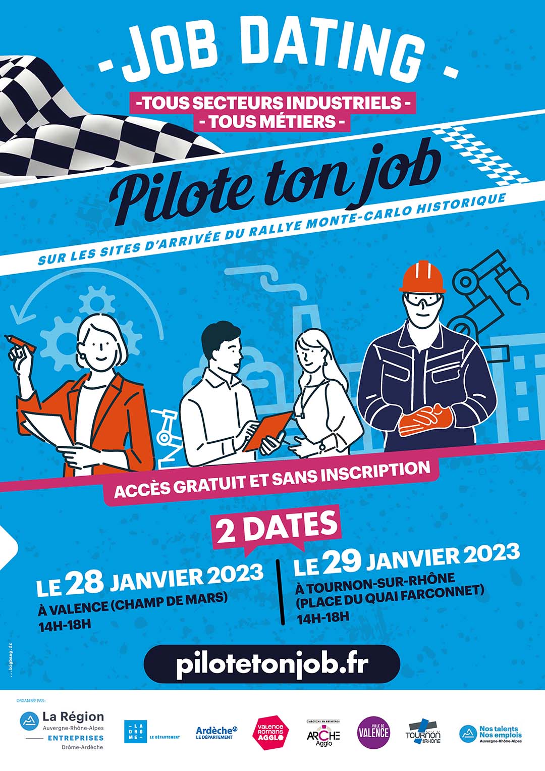 PILOTE TON JOB. Job dating tous secteurs industriels, tous métiers. 28 et 29 janvier 2023.