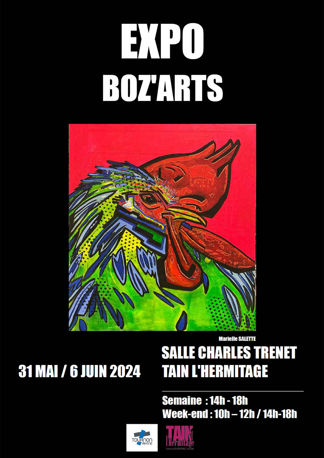 Exposition de BOZ'ARTS. Du 31 mai au 6 juin 2024. Espace Charles Trénet à Tain l'Hermitage